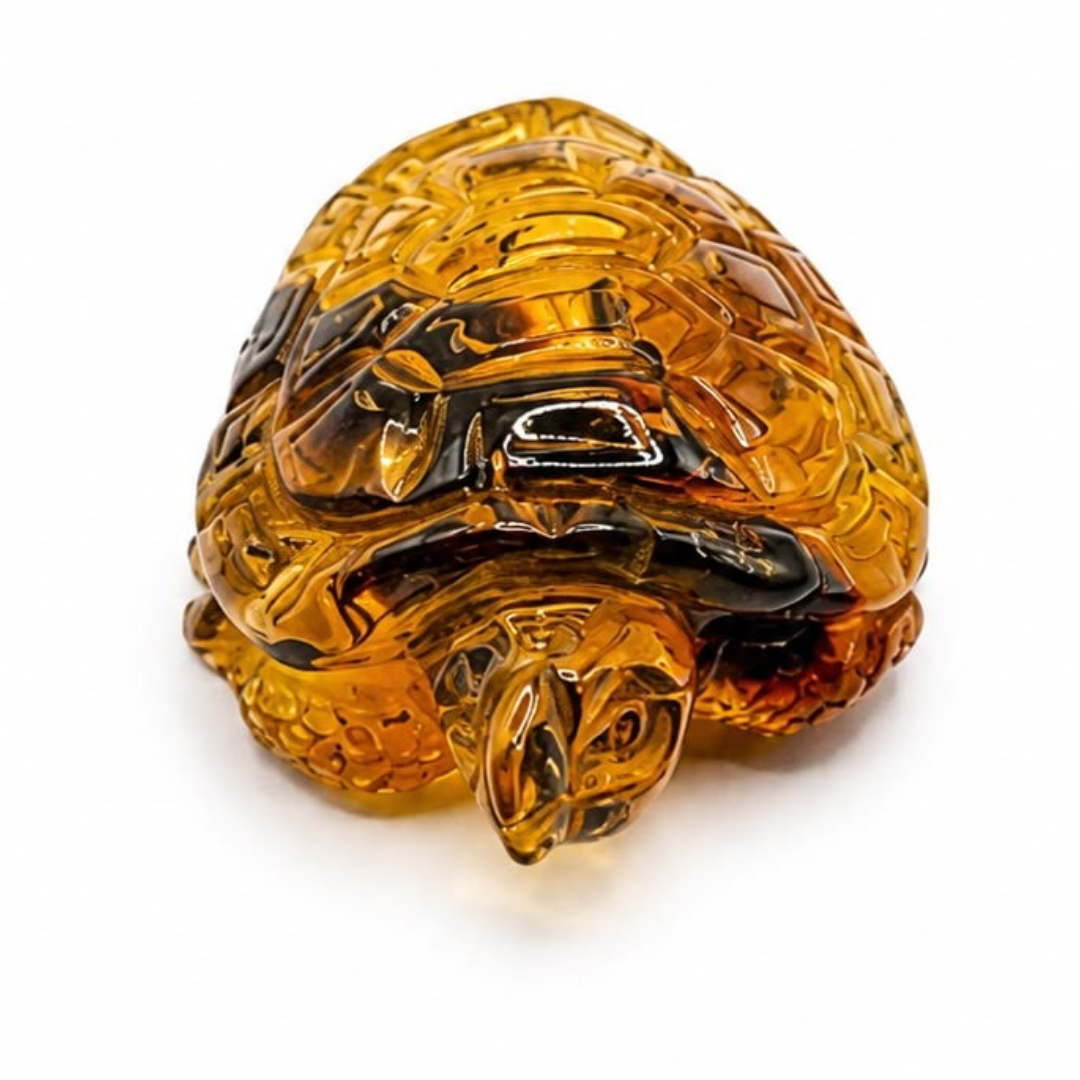 Green Baltic amber turtle figurine