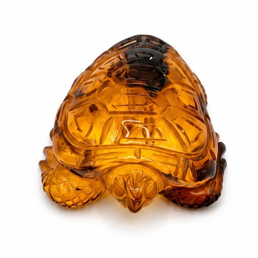 Cognac Baltic amber turtle figurine