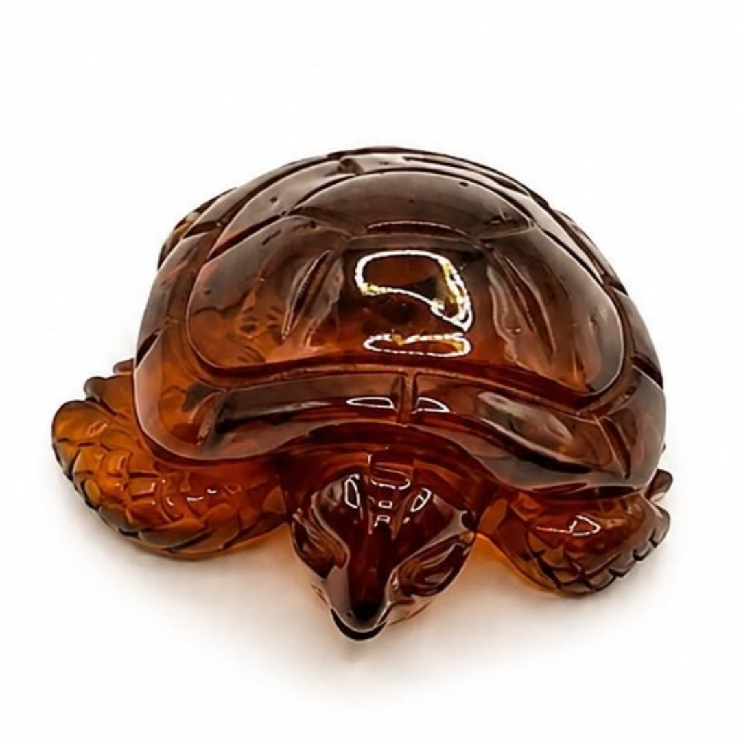 Cognac Baltic amber turtle figurine