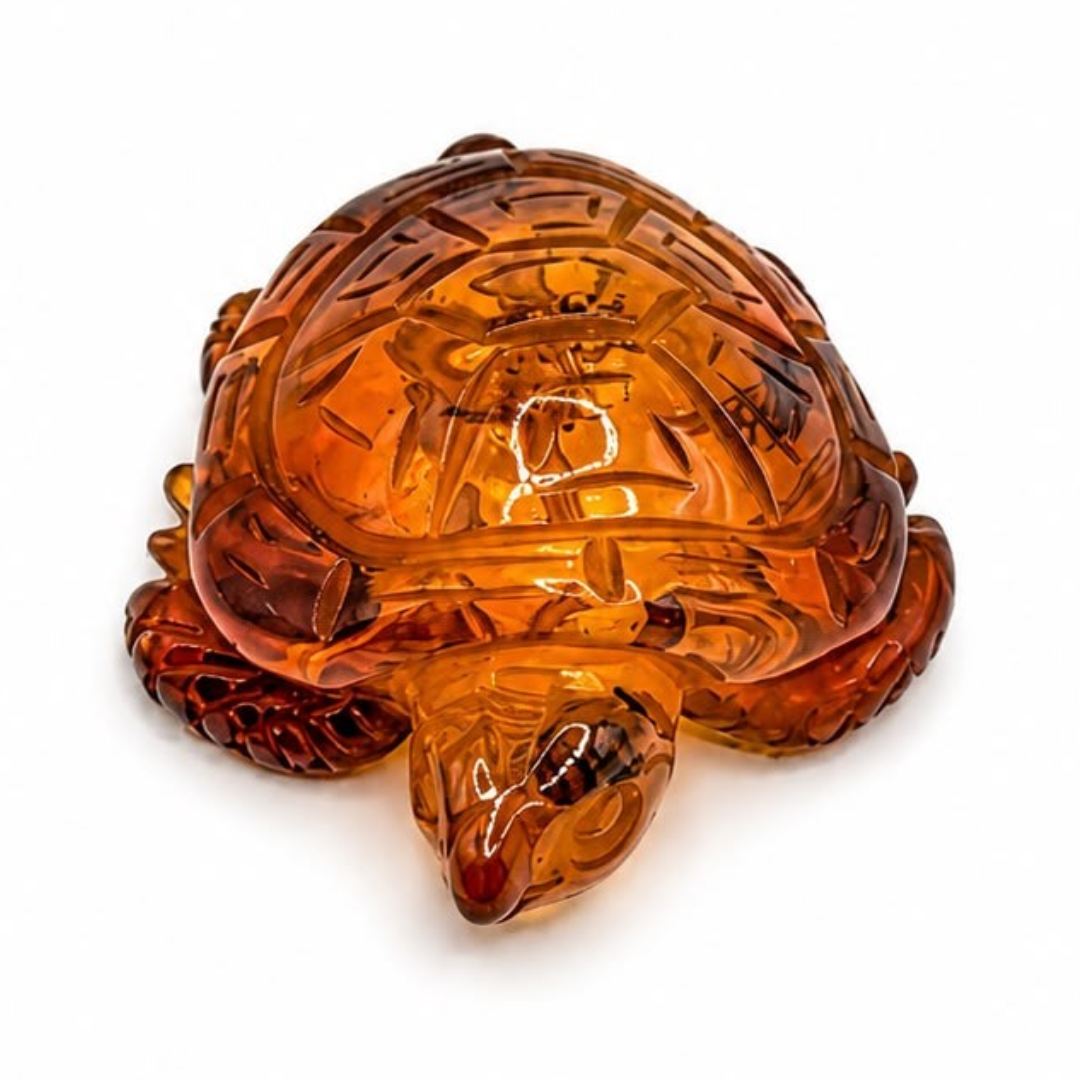 Cognac Baltic amber turtle figurine
