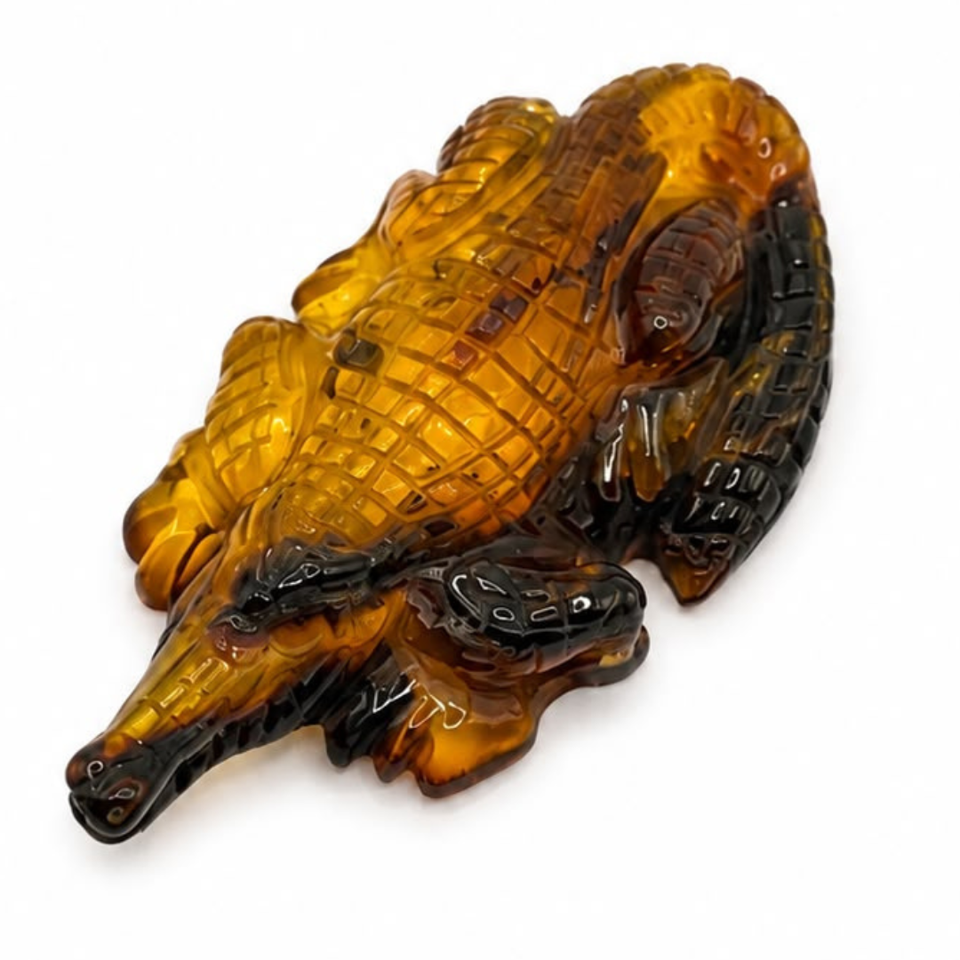 Honey Baltic amber crocodile figurine