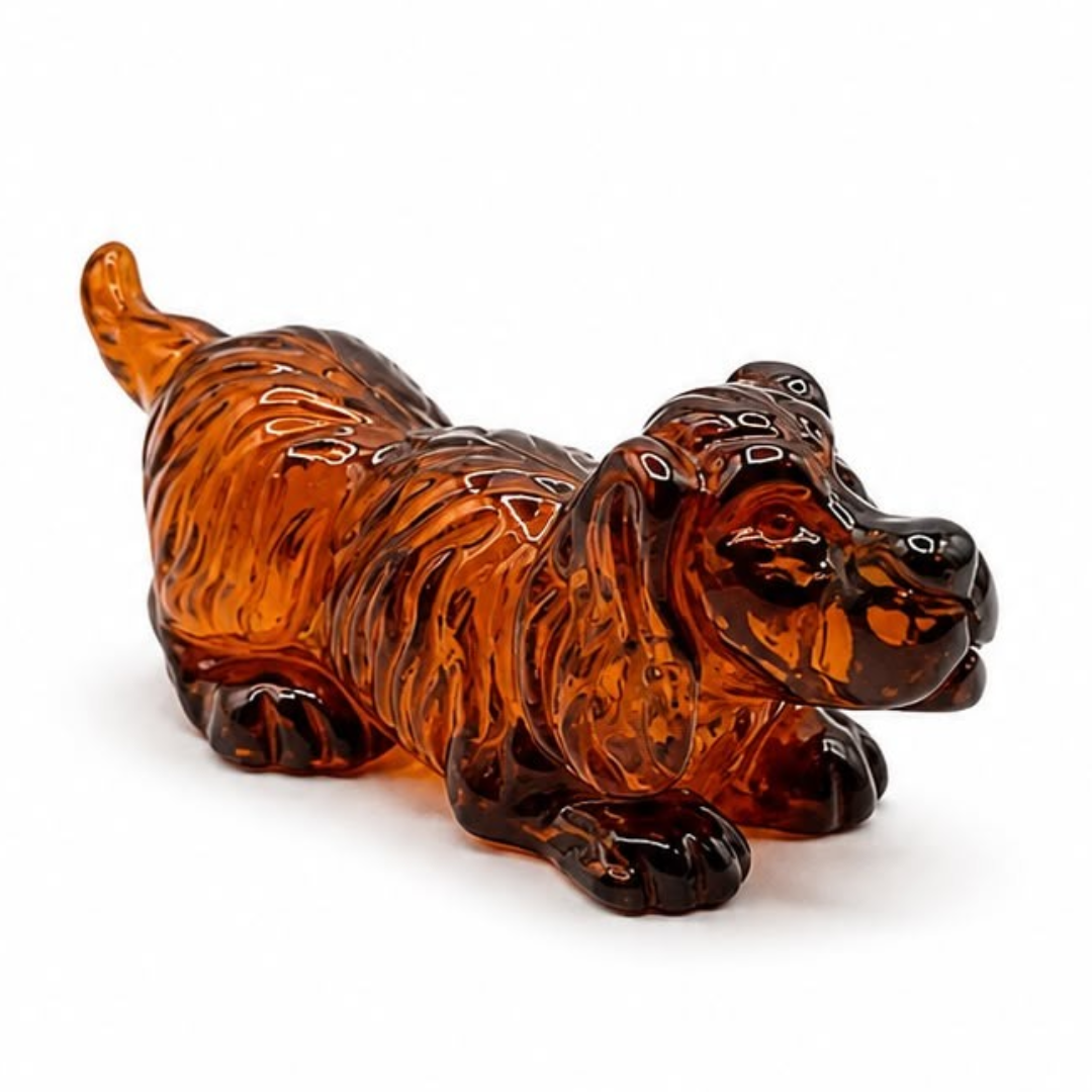 Cognac Baltic amber dog figurine