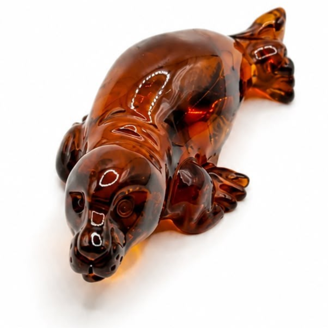 Cognac Baltic amber seal figurine