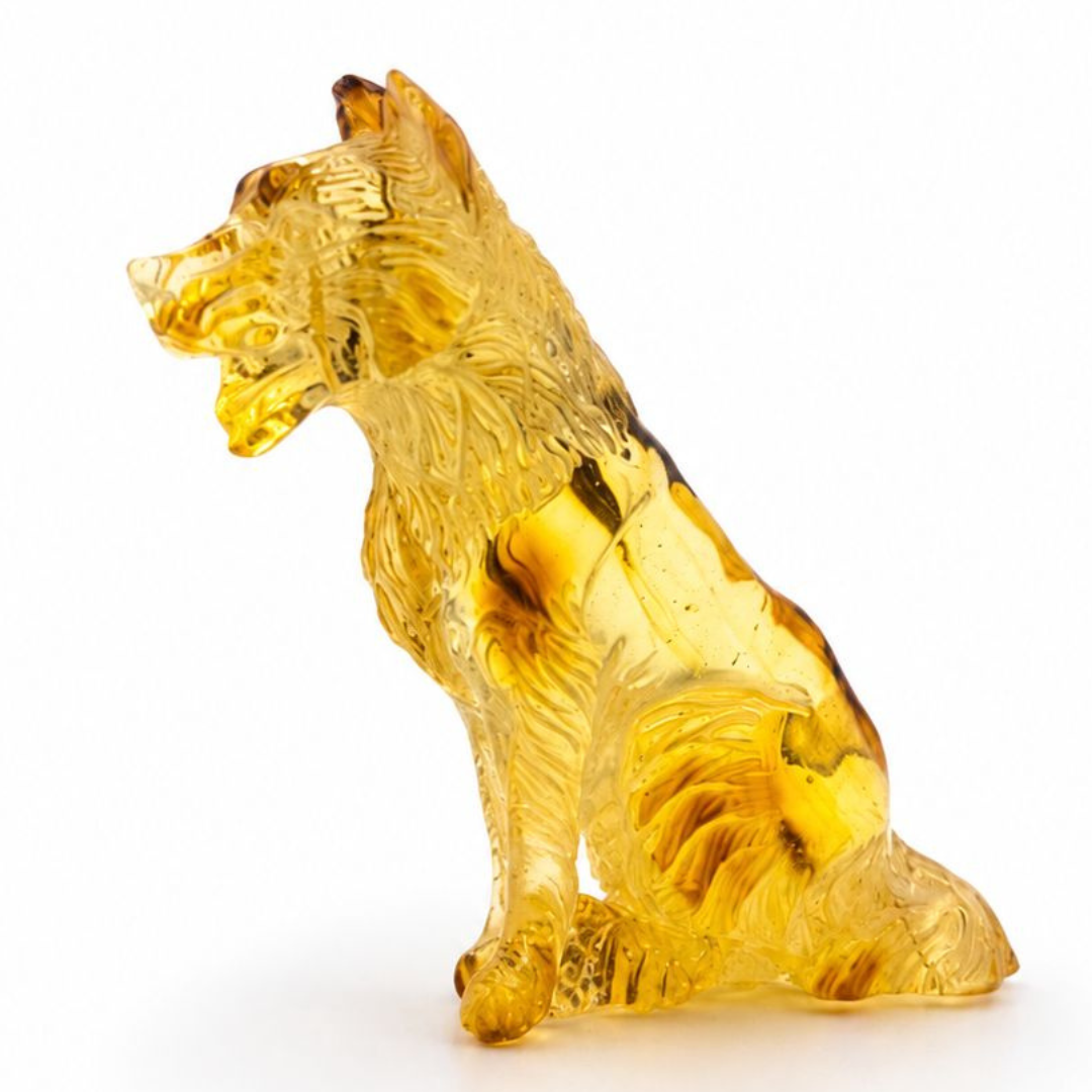 Baltic Amber Dog Figurine
