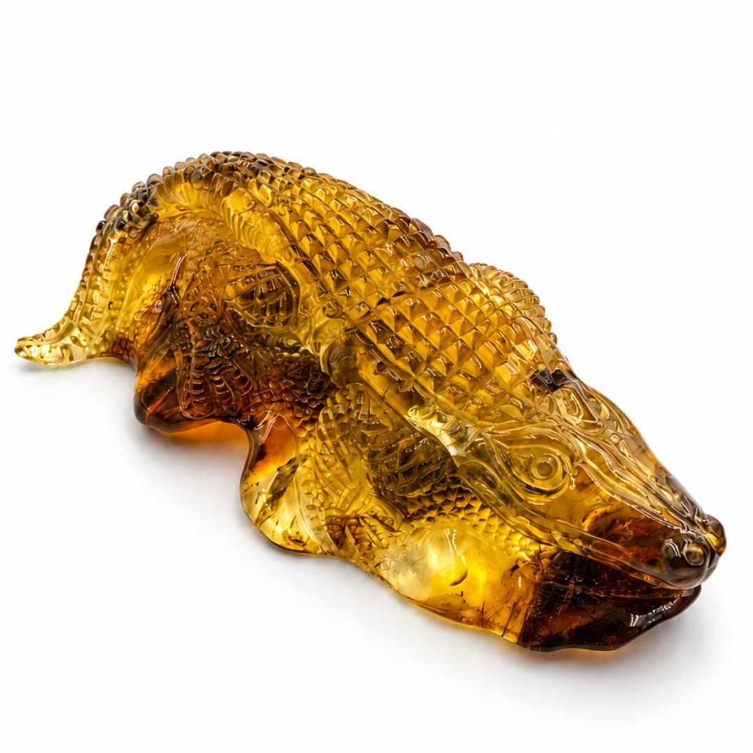 Baltic Amber Crocodile Figurine