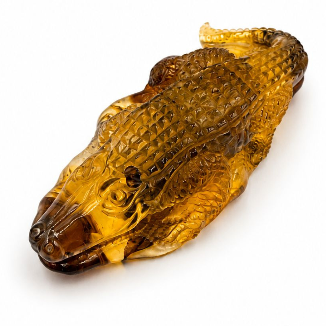 Baltic Amber Crocodile Figurine