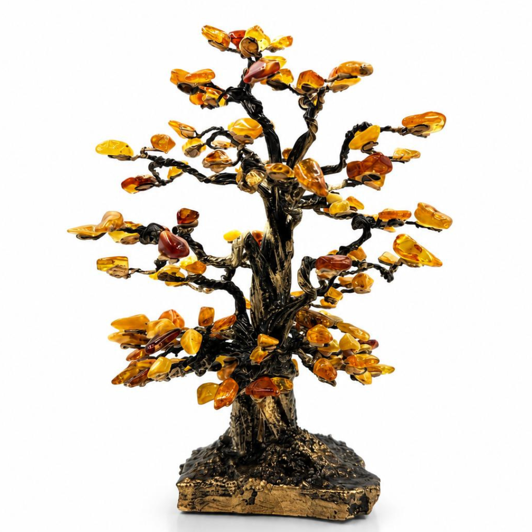 Handcrafted Oak Tree with Baltic Amber