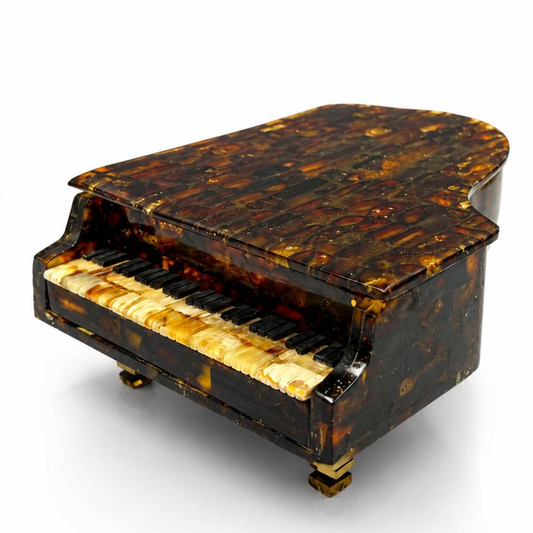 Handcrafted Grand Piano Sculpture with Baltic Amber