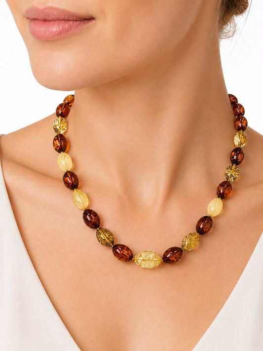 Multicolor Baltic Amber Bead Necklace